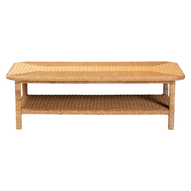 Minahasa Bohemian Braided Rattan Coffee Table in Light Honey - image 4