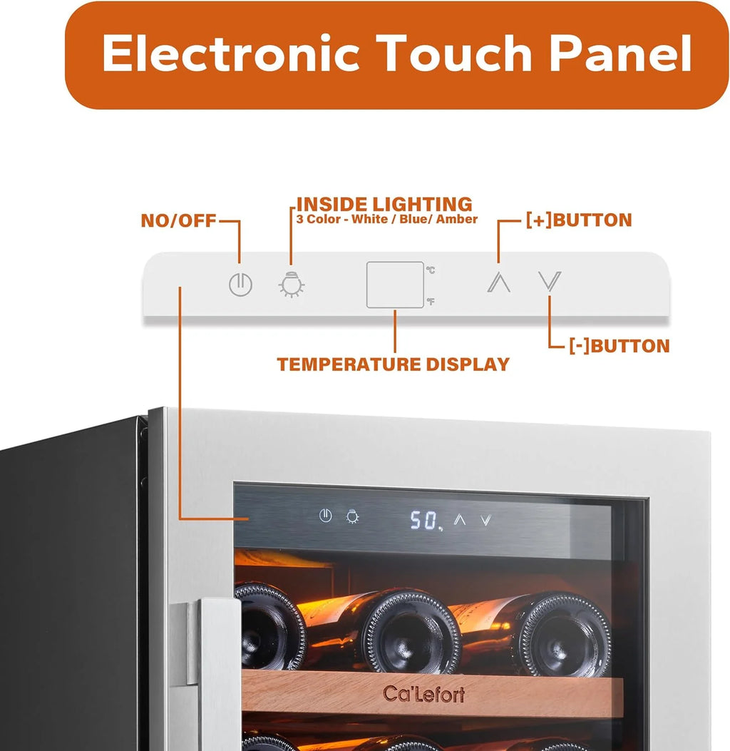 24'' Wine Cooler Refrigerator - 46 Bottle Wine Fridge Dual Zone with Modern Touch Intelligent Digital 40°-65°F Low Noise, Built in or Freestanding Wine Cooler for Home and Kitchen - image 49