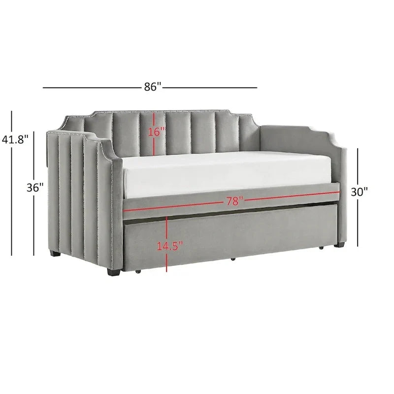 iNSPIRE Q Modern Chareau Glam Grey Velvet Daybed - image 6