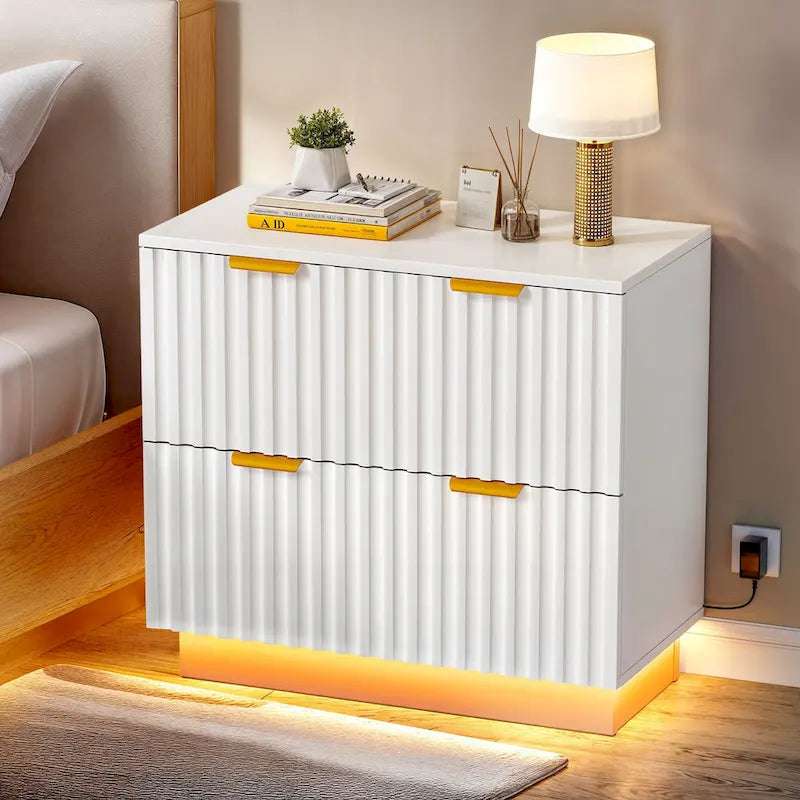 Moasis Lateral Filing Cabinet with LED Lighting and 2 Drawers for Home Office - image 12