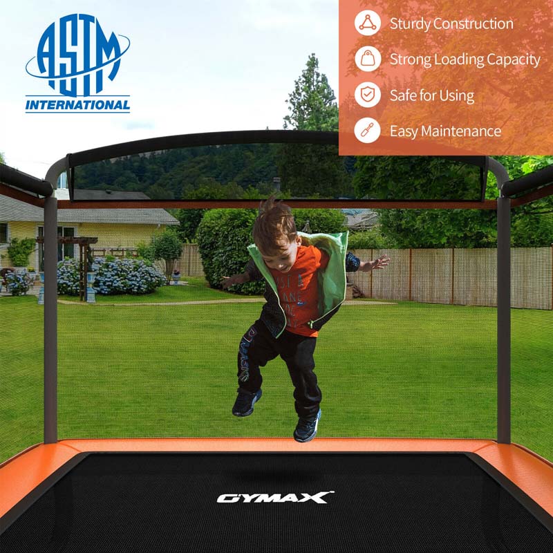 6 FT Kids Trampoline with Swing & Safety Fence, ASTM Approved Toddler Rectangle Trampoline for 3-8 Year Old - image 9