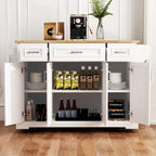 Large Kitchen Island with Wood Drop Leaf, Embossed Texture Rolling Kitchen Cart wDoors and Drawers wStorage for Kitchen, White - image 4