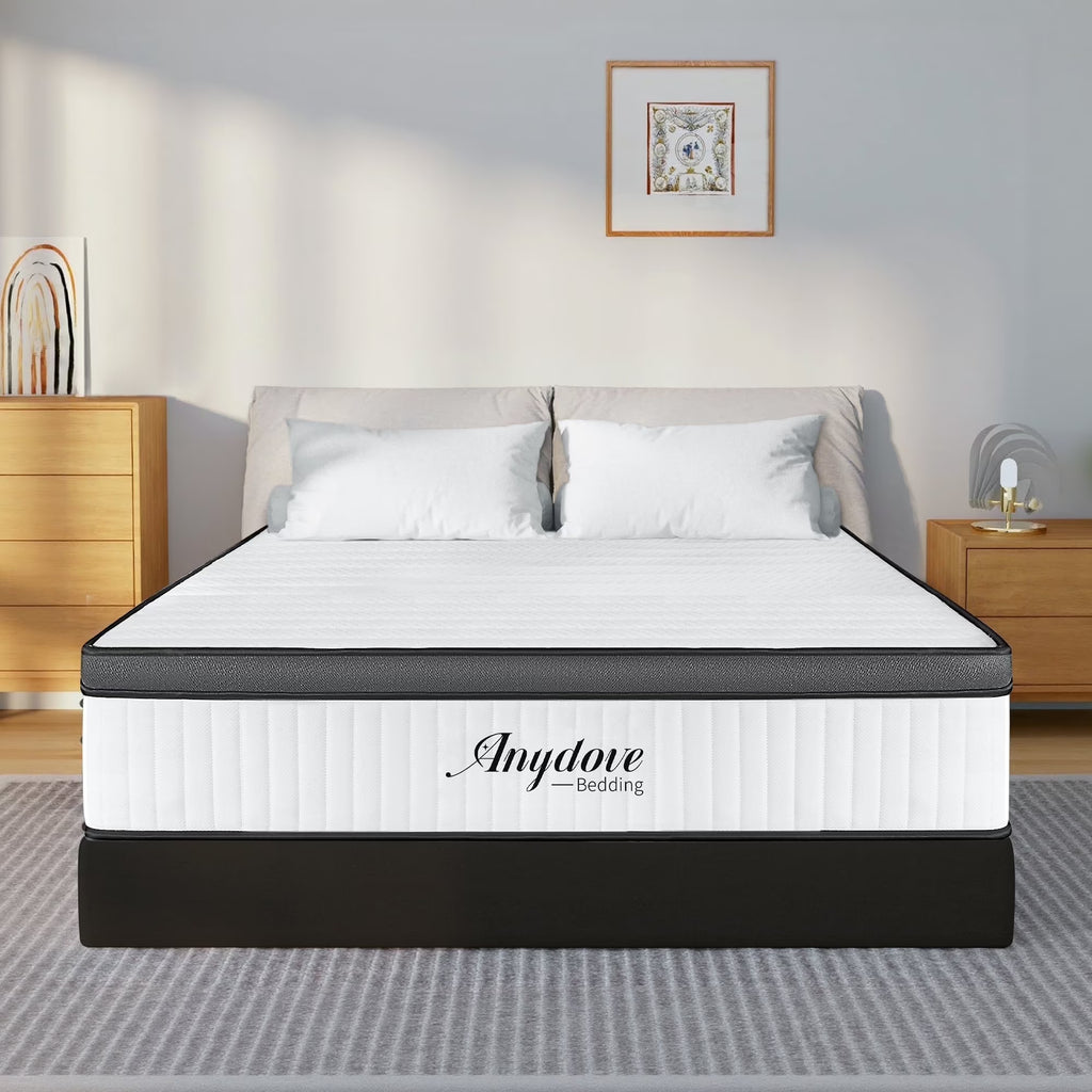 Queen Mattress 10 inch, Hybrid Queen Size Mattress in a Box, Upgrade Innerspring Mattress Queen for Pressure Relief, Medium Firm - image 1