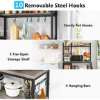 43-Inch Kitchen Bakers Rack with Microwave Stand - 5-Tier Utility Storage Shelf and 10 Hooks for Kitchen and Living Room - image 23