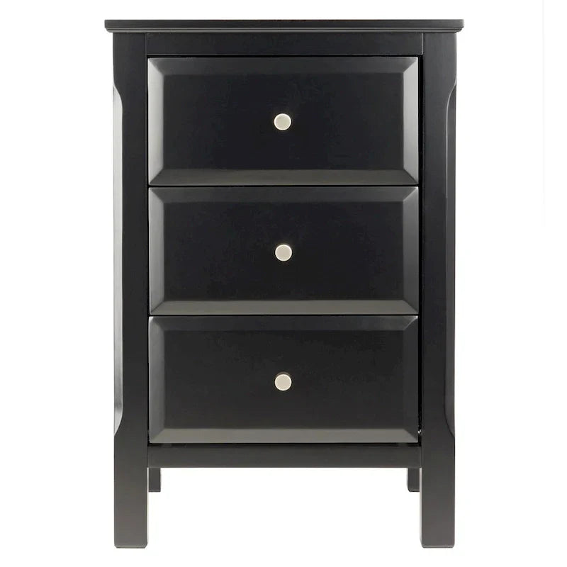 Elegant Black Wooden Nightstand with 3 Generous Storage Drawers - Dimensions: 15.75L x 15.75W x 23.63H - image 9
