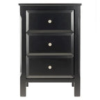 Elegant Black Wooden Nightstand with 3 Generous Storage Drawers - Dimensions: 15.75L x 15.75W x 23.63H - image 9