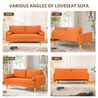 Elegant 65-Inch Orange Polyester 2-Seater Loveseat with Side Pockets and Round Cushions - image 9