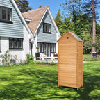 63" Wood Outdoor Storage Shed Lockable Garden Tools Storage Cabinet with 5 Shelves, Galvanized Sheet Roof - image 19