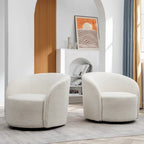Set of 2 KINWELL 34-Inch Wide Upholstered Swivel Barrel Chairs - image 14