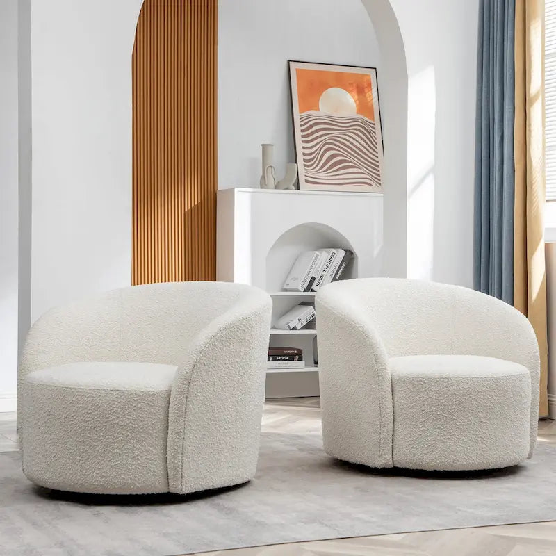 Set of 2 KINWELL 34-Inch Wide Upholstered Swivel Barrel Chairs - image 14