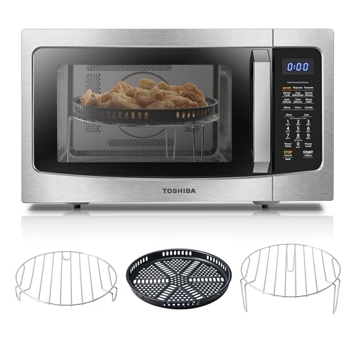 Toshiba Air Fryer Combo 4 in 1 Countertop Microwave Oven, Smart Sensor, Convection, Mute Function, Position Memory 13.6" Turntable, 1.5 Cu Ft, 1000W, Silver, ML EC42P(SS): Home & Kitchen - image 1