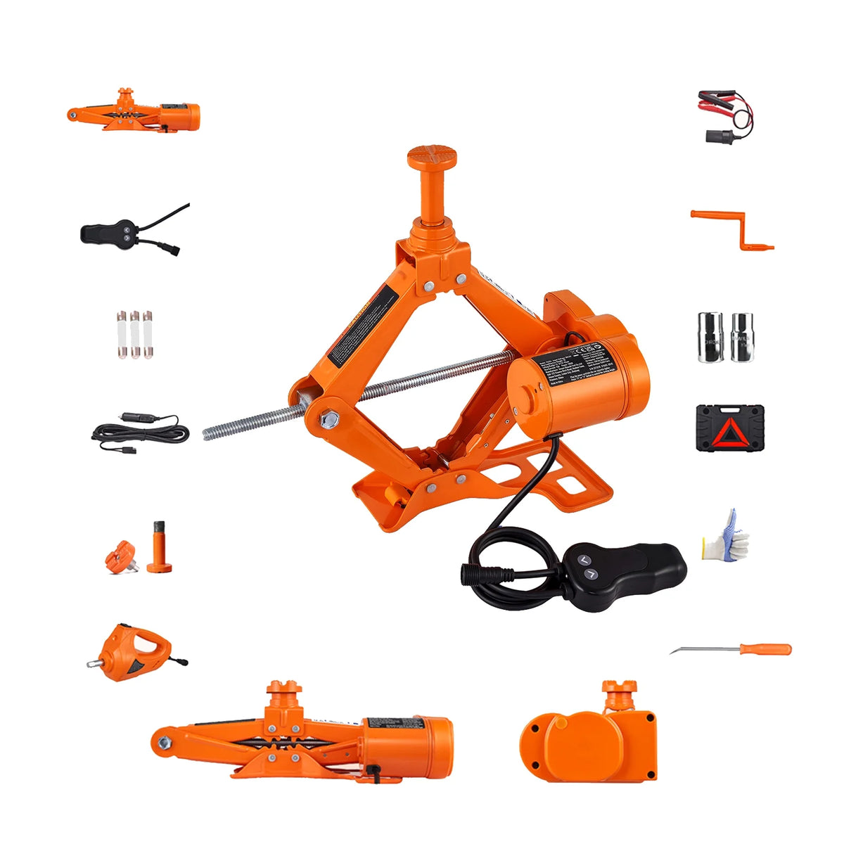 KFFKFF Electric Car Jack, 3 Tons Capacity, Scissor Jack with Electric Wrench, 12V, Dual Saddles, Remote, for Sedans, Suvs, Trucks Tire Replacement - image 3