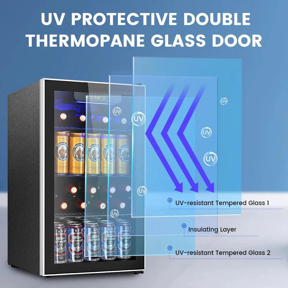 Mini Fridge 130 Can Beverage Refrigerator Cooler, 3.2 Cu.Ft Drink Fridge for Soda Wine Beer, Adjustable Temperature Control for Home Office, Black - image 13