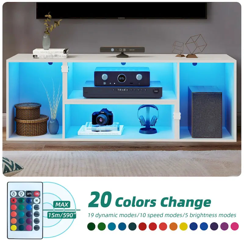 Modern Modular TV Stand with LED Lighting & Open Storage - image 19