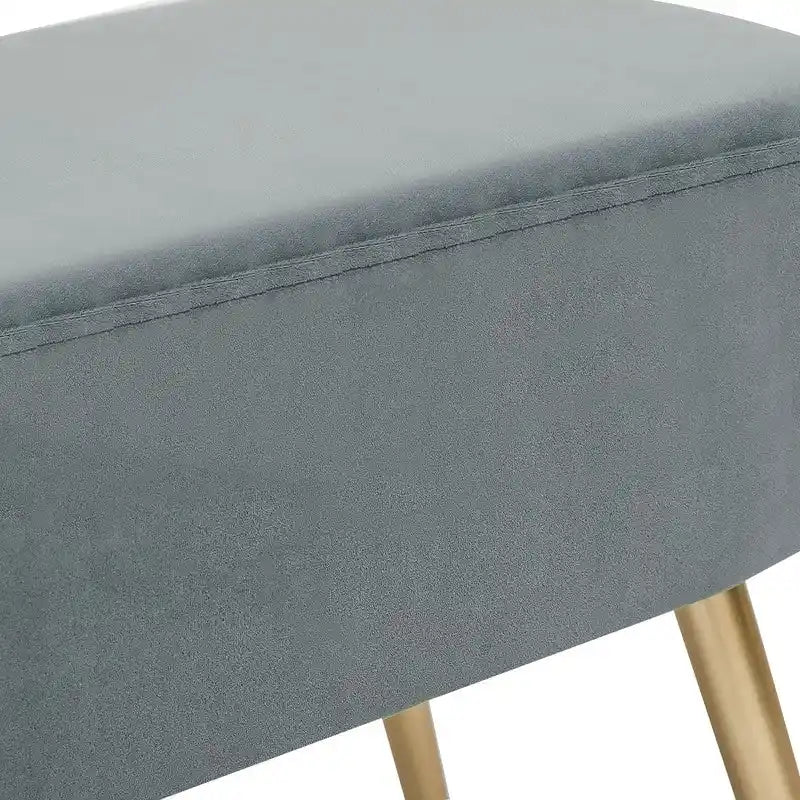 Adeco Velvet Footrest Bench with Metal Legs - Stylish Bed End Stool and Dressing Chair - image 24