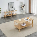 39-Inch Coffee Table with Two-Tier Design and Rubberwood Legs - image 5