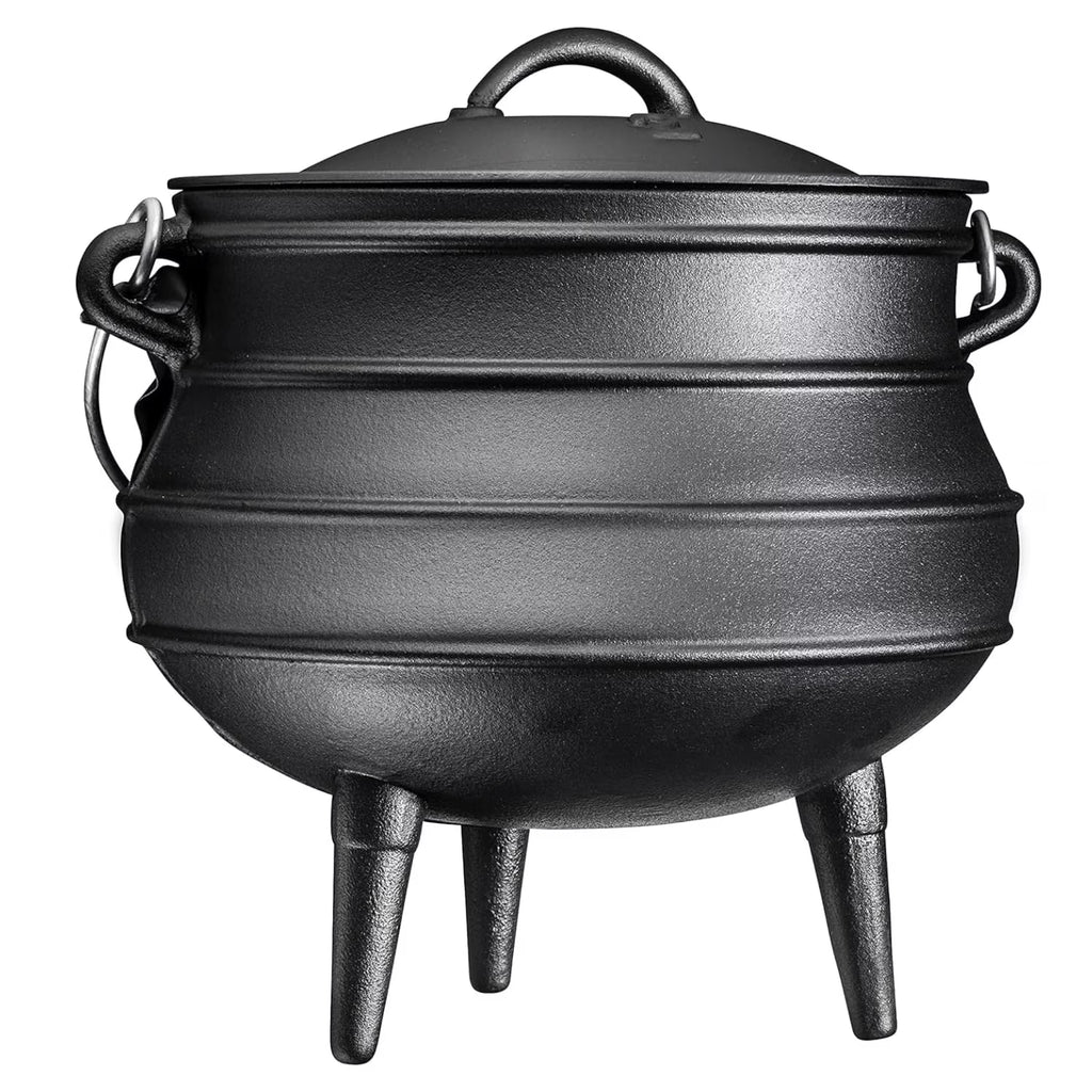 Bruntmor Pre - Seasoned Cast Iron Cauldron - Bruntmor African Potjie Pot with Lid - 3 Legs for Even Heat Distribution - Camping Dutch Oven Cookware for Over - the - Fire Cooking - 10 Quarts, X - Large - image 1