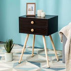 Brown Mid-Century Modern Nightstand with 2 Drawers - image 4