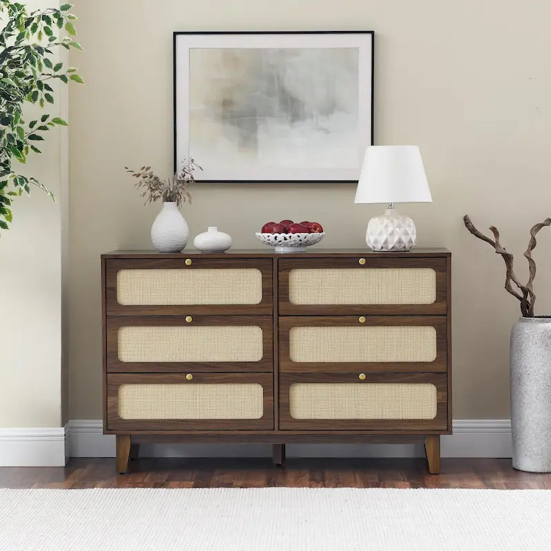 Vintage Wooden Six-Drawer Dresser - Ideal for Bedroom, TV Cabinet, or Living Room Storage - image 6