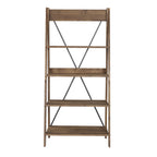 Walker Edison Solid Wood 4-Shelf Ladder Bookshelf, Brown - image 8