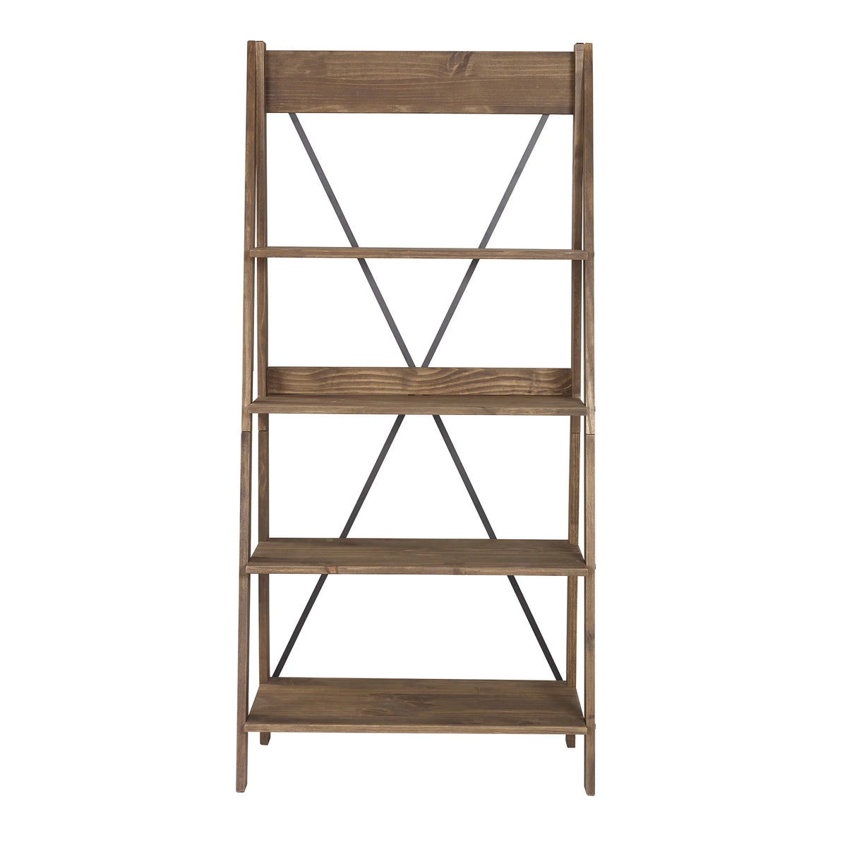 Walker Edison Solid Wood 4-Shelf Ladder Bookshelf, Brown - image 8