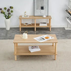 39-Inch Coffee Table with Two-Tier Design and Rubberwood Legs - image 3