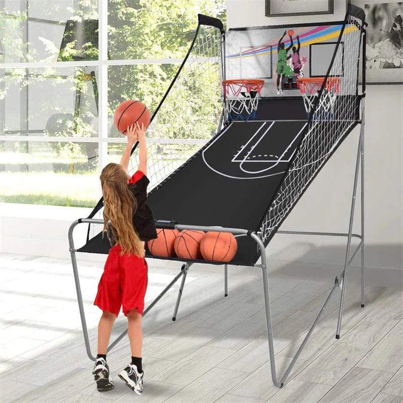 Foldable Indoor Basketball Arcade Game with 4 Balls Electronic Double Shot LED Scoring System for Kids Adults - image 3