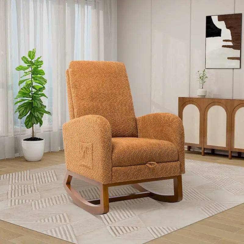Ergonomic High Back Rocking Chair with Adjustable Footrest - image 3