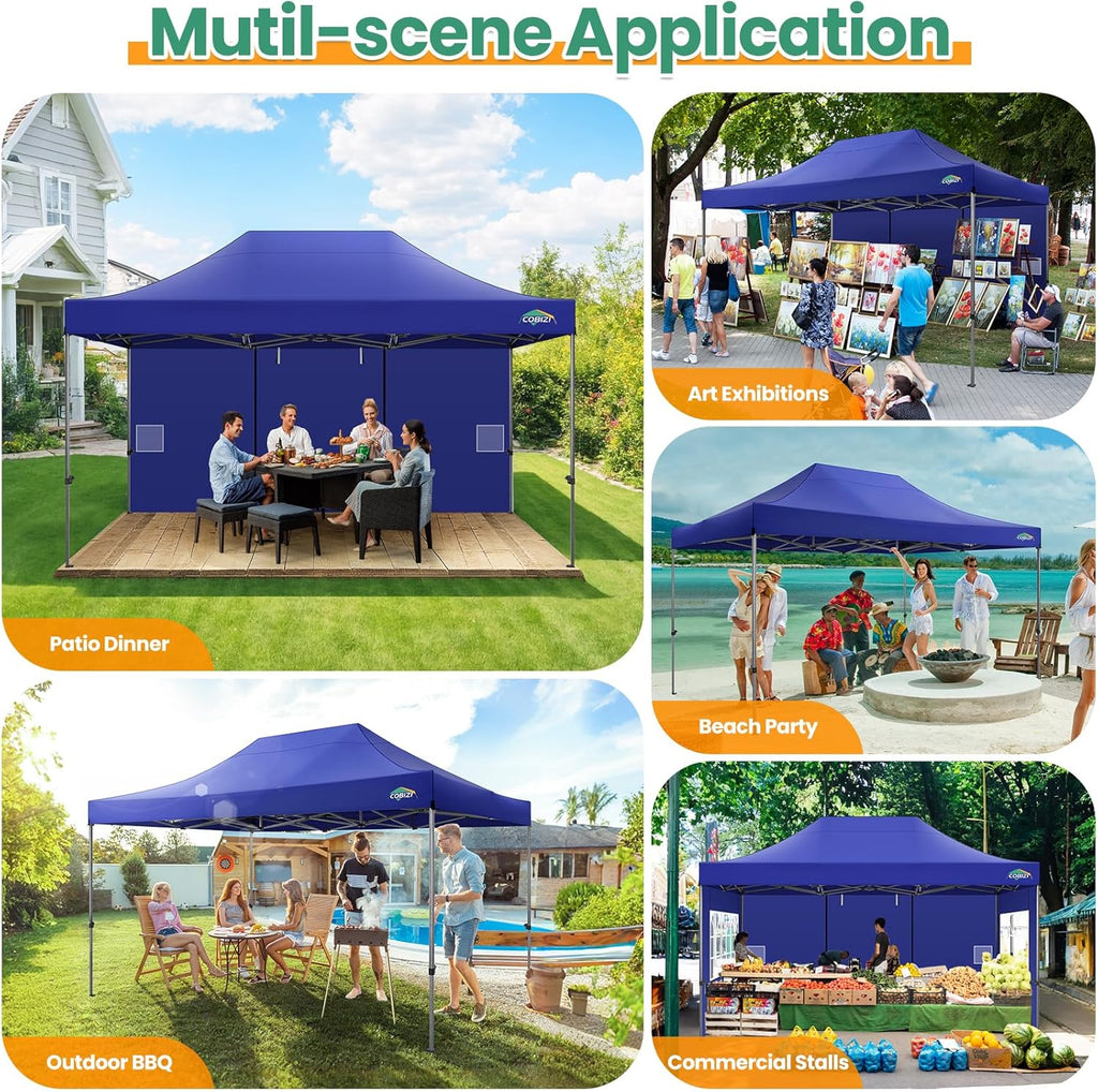 COBIZI 10x20 Heavy Duty Pop up Canopy Tent with 6 sidewalls Easy Up Commercial Outdoor Canopy Wedding Party Tents for Parties All Season Wind & Waterproof Gazebo with Roller Bag,Black(Frame Thickened) - image 127