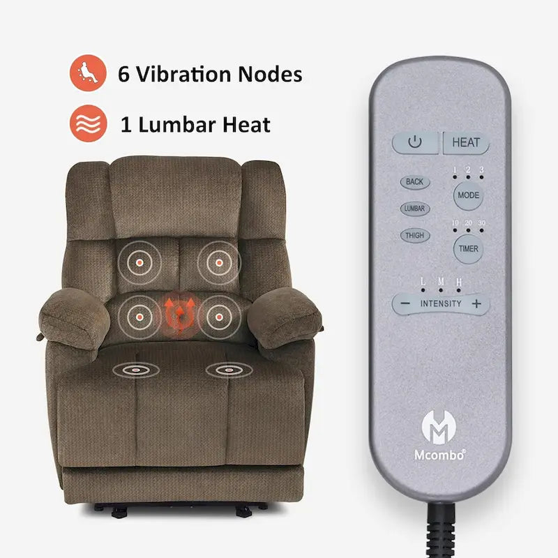 MCombo Heated Massage Electric Recliner Chair for Living Room - Fabric R6233 - image 23