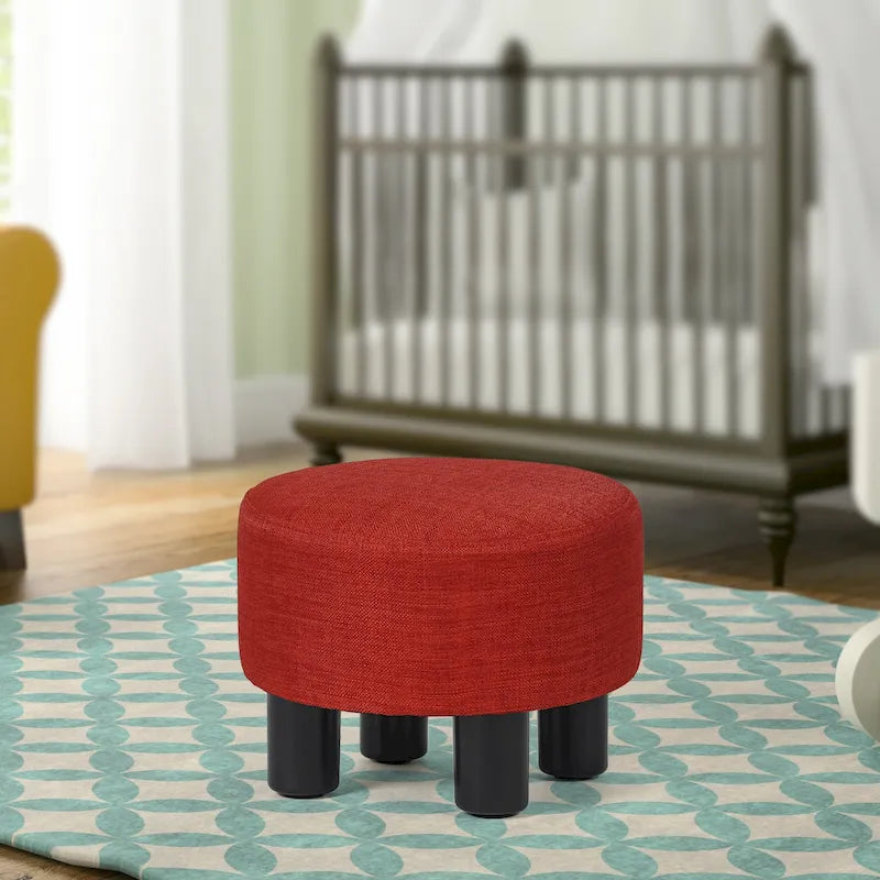 Adeco Modern Velvet Round Ottoman Footrest Stool with Padded Seat - image 8