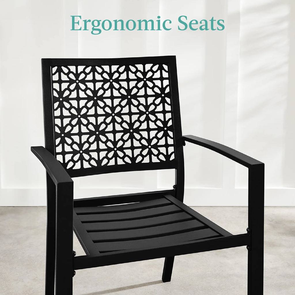 Best Choice Products 3-Piece Stackable Steel Outdoor Conversation Bistro Set, Patio Chat Furniture w/ 2 Chairs, Table- Black - image 13