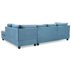 Malone 111-Inch Suede 4-Seater Sectional Sofa with Two Throw Pillows - Dimensions: 111L x 78W x 34H - image 40