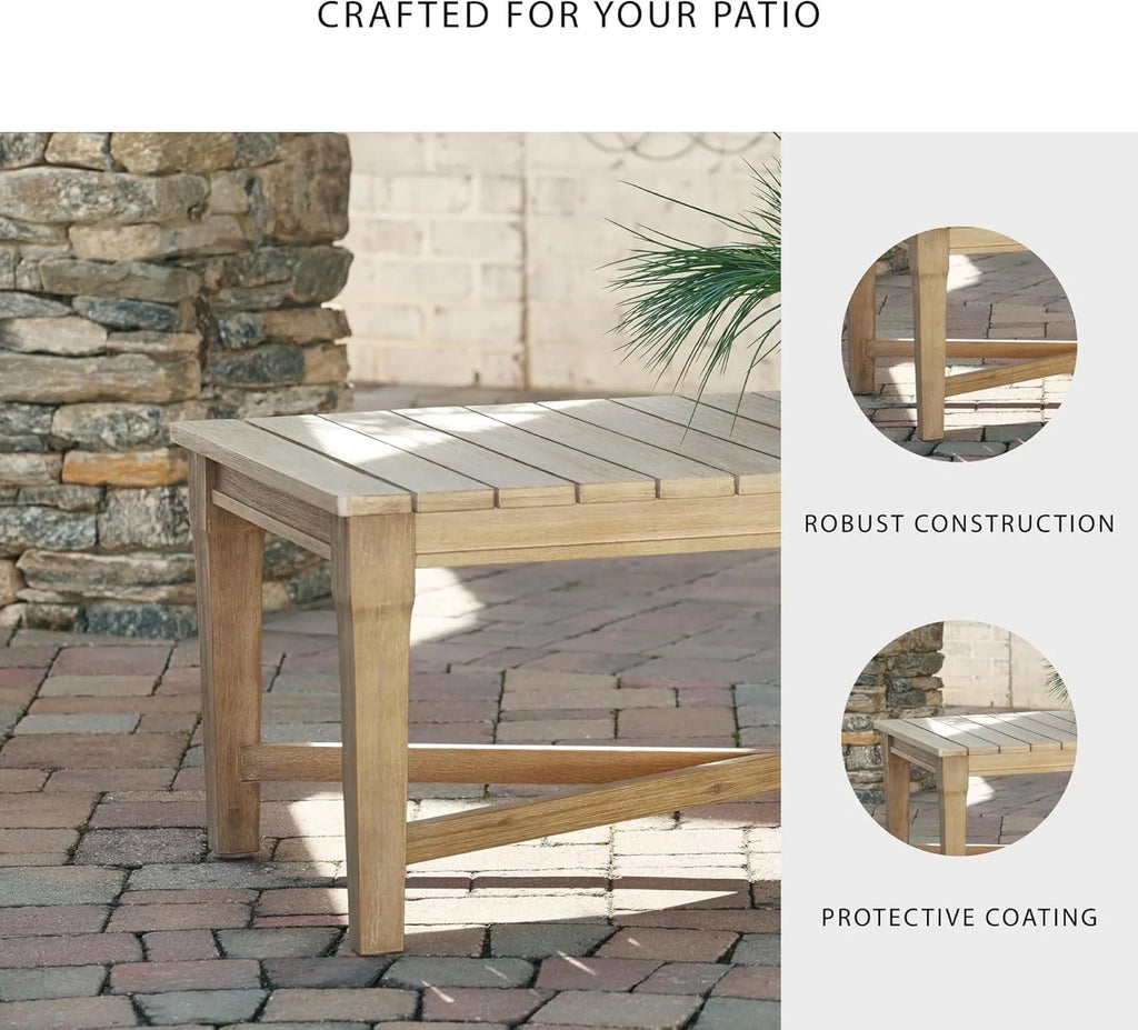 Signature Design by Ashley Clare View Coastal Outdoor Patio Eucalyptus Sofa with Cushions, Beige - image 57