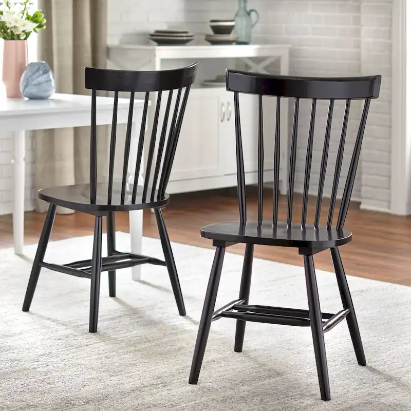 Set of 2 Spindle Back Dining Chairs Solid Rubberwood Farmhouse Style - image 4