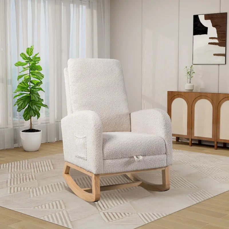 Ergonomic High Back Rocking Chair with Adjustable Footrest - image 15
