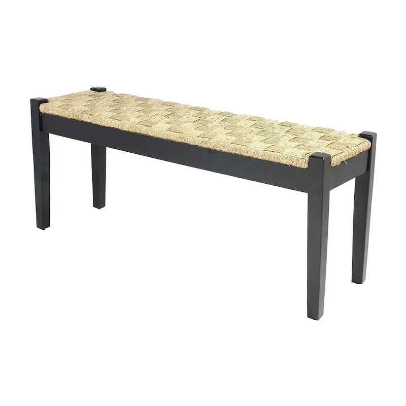 M4H Shambles Solid Wood Indoor Bench with Natural Seagrass - image 3