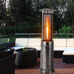 41000 BTU Standing Propane Patio Heater with Wheels, Stainless Steel Round Glass Tube Gas Outdoor Heater - image 3