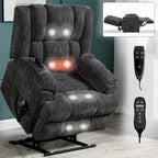 Grey Oversized Chenille Power Lift Recliner with Massage, Heating, and Flat Lay Feature - image 10