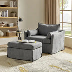 Sophie Contemporary Oversized Slipcovered Armchair and Ottoman with Lockable Rear Wheels - image 26