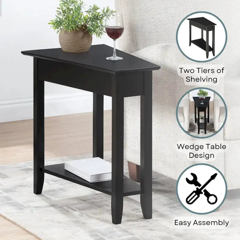 American Heritage Wedge End Table with Shelf by Convenience Concepts - image 1
