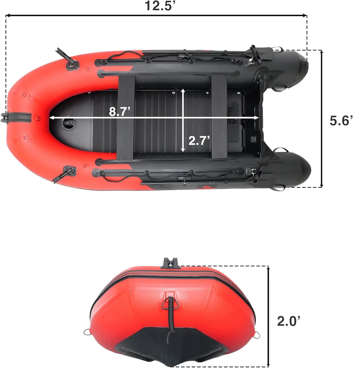 Inflatable Boat / Yacht Dinghy Tender Raft / Multi Person Fishing Boat / Aluminum Floor Oars / Fishing Rod Holders / Heavy-Duty PVC / 2024 Model / - image 10