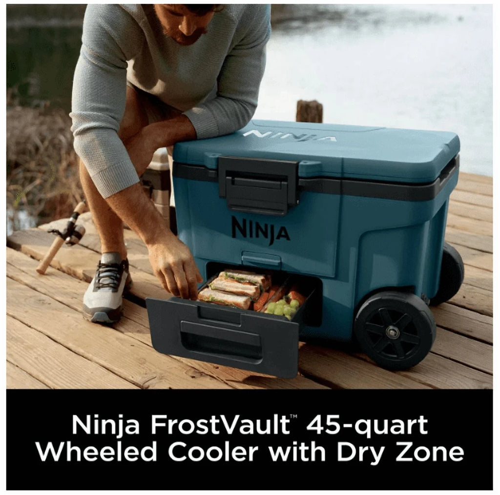 Ninja / Cooler / FrostVault 45QT Cooler with Wheels / Insulated with Temp Dry Storage Drawer / Keeps Ice Cold for Days / for The Beach, Camping, Picnics & More / Ocean Blue / FB245AOB - image 8