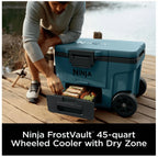 Ninja / Cooler / FrostVault 45QT Cooler with Wheels / Insulated with Temp Dry Storage Drawer / Keeps Ice Cold for Days / for The Beach, Camping, Picnics & More / Ocean Blue / FB245AOB - image 8