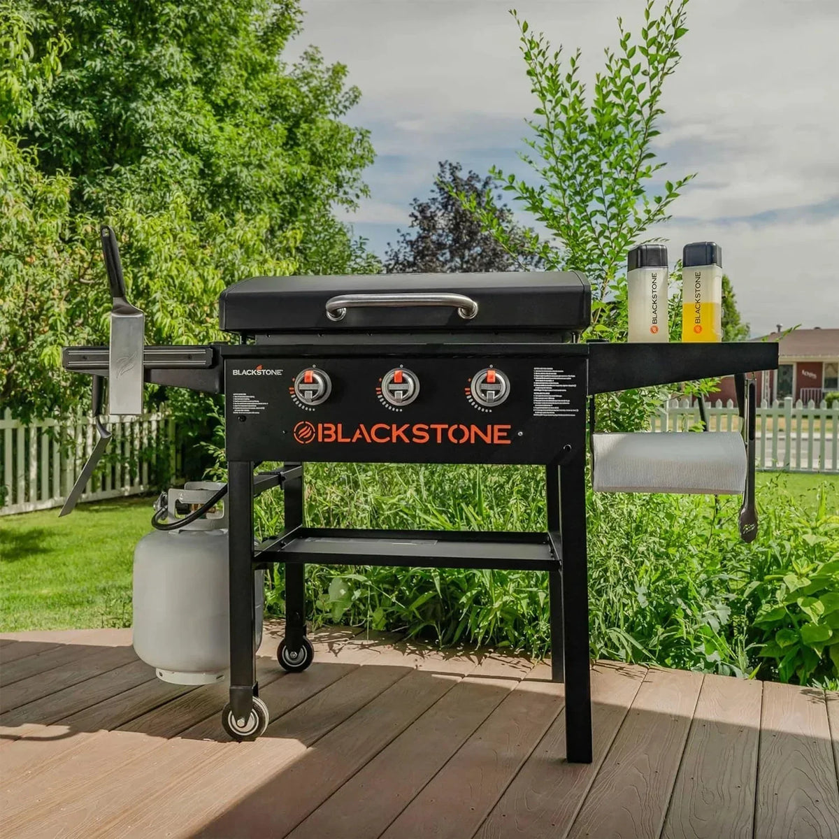 28 Inch Blackstone Griddle 2080 with Hood XL Griddle Original 3-Burner Outdoor Flat Top Grill, with Blackstone Griddle Accessories, Seasoning, and Wholesalehome Gloves and Cloth - image 2