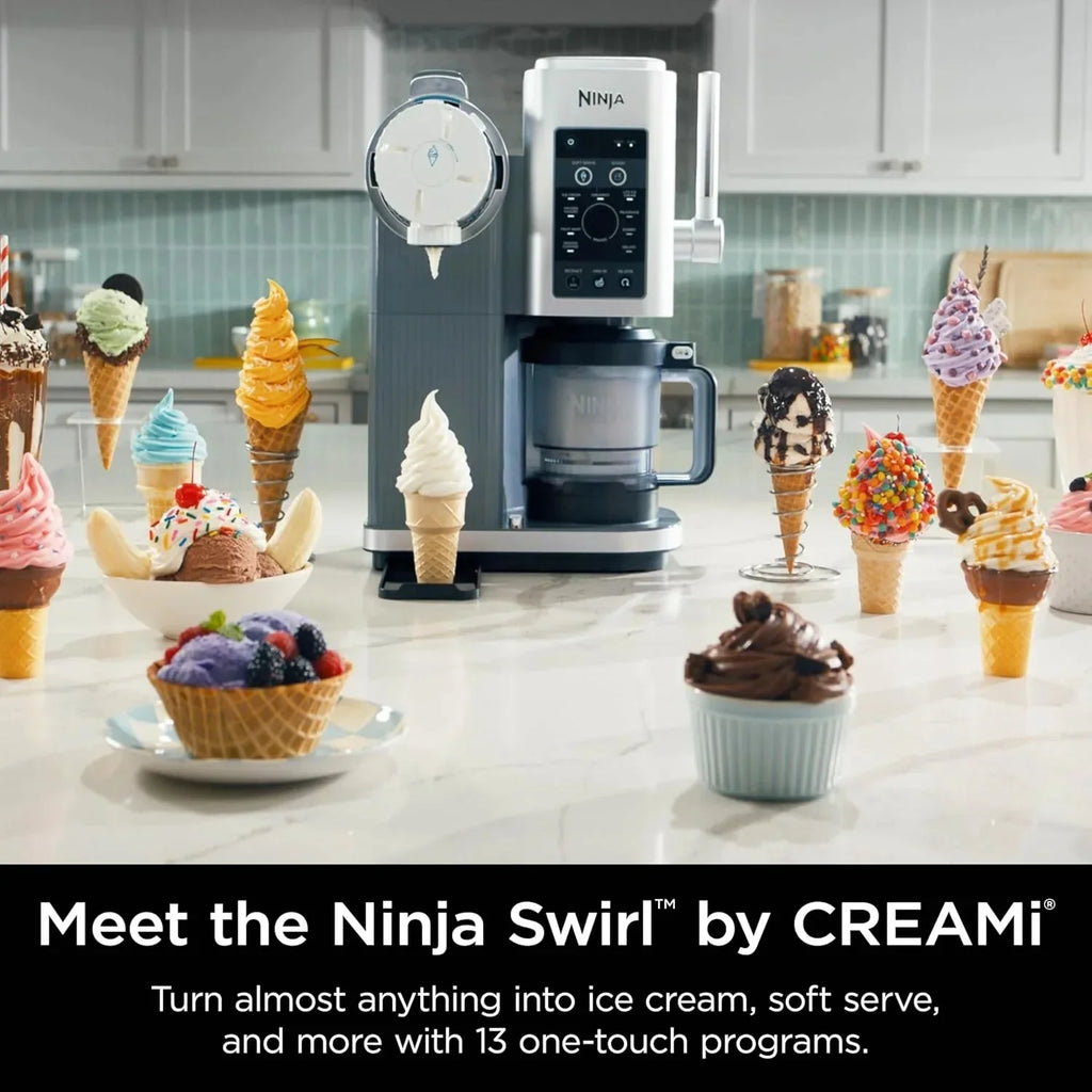 Ninja Swirl by CREAMi Ice Cream and Soft Serve Maker, Sorbet, Milkshake, Frozen Yogurt, Low Calories Program & More, 13-in-1, Soft Serve Handle, (2) CREAMi Swirl 16oz Pints, For Kids & ALL ages, NC701 - image 2