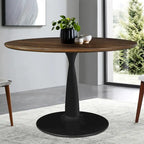 Round Walnut Finish Dining Table - image 1