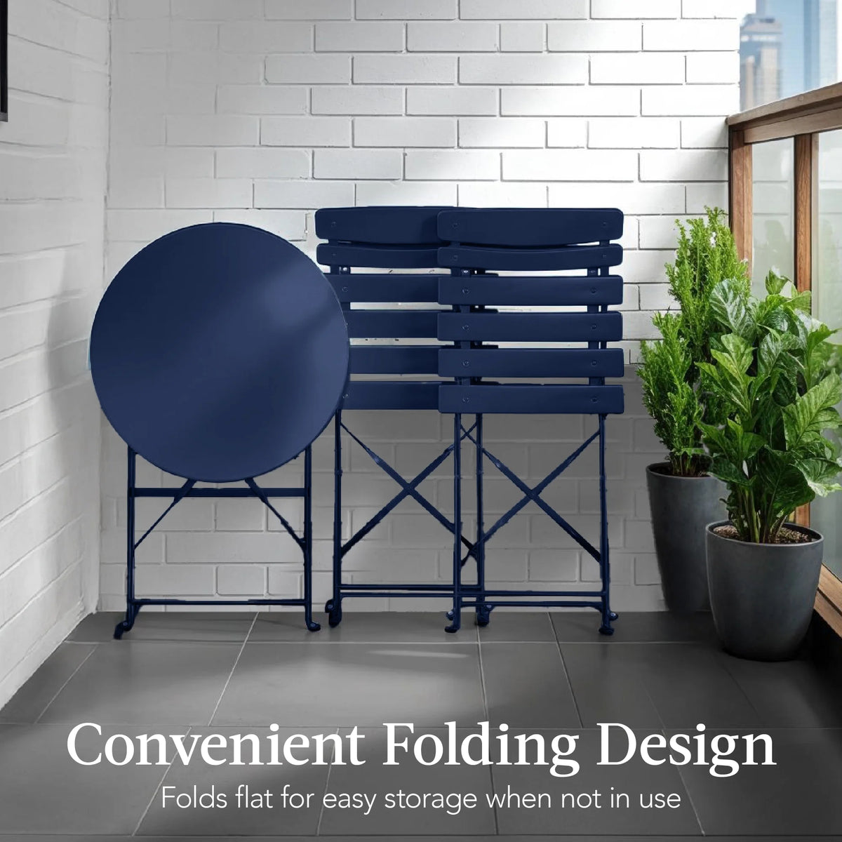 Best Choice Products 3-Piece Small Bistro Set, Folding Patio Furniture Set of 2 Chairs and Table - Black - image 136