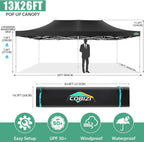 COBIZI 10x20 Heavy Duty Pop up Canopy Tent with 6 sidewalls Easy Up Commercial Outdoor Canopy Wedding Party Tents for Parties All Season Wind & Waterproof Gazebo with Roller Bag,Black(Frame Thickened) - image 218