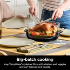 4 in 1 Portable Glass Air Fryer Cooking System, 4QT & 6 Cup Glass Containers with Storage Lids, Easy Meals, Microwave, Freezer & Dishwasher Safe, Air Fry, Bake & More, Cyberspace, FN101GY - image 4